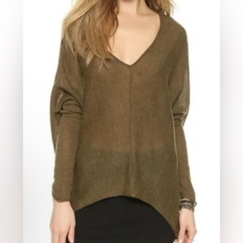 Free People Sadie Olive Green Dolman Sleeve V-Neck Sweater - Size M?